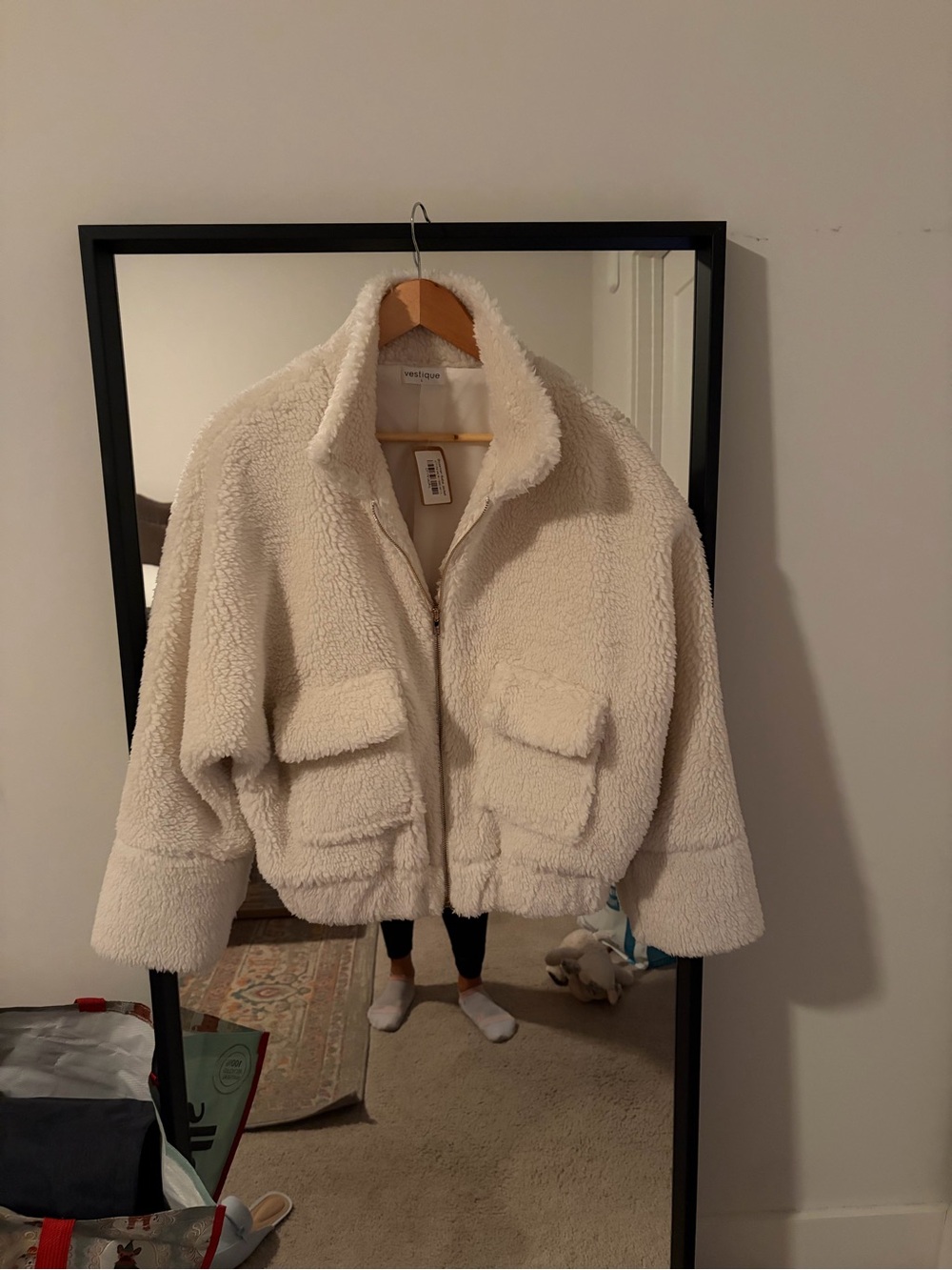 vestique Cream Sherpa Zip Jacket